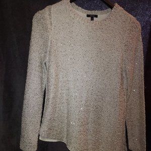 Metallic Silver Asymmetrical Long Sleeved Blouse, Size S